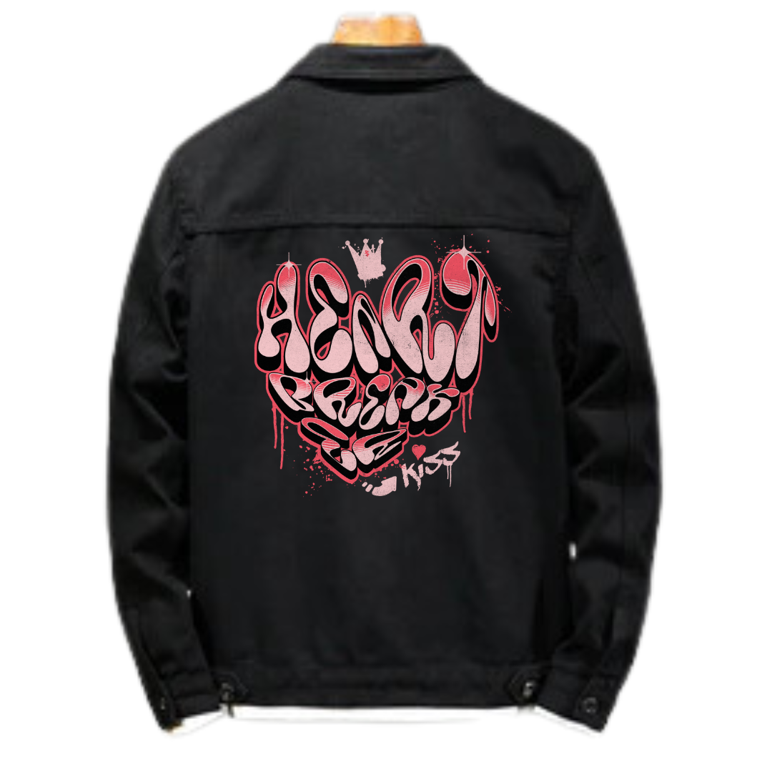 HIGH STATUS HEART BREAKER BLACK SLIM DENIM JACKET