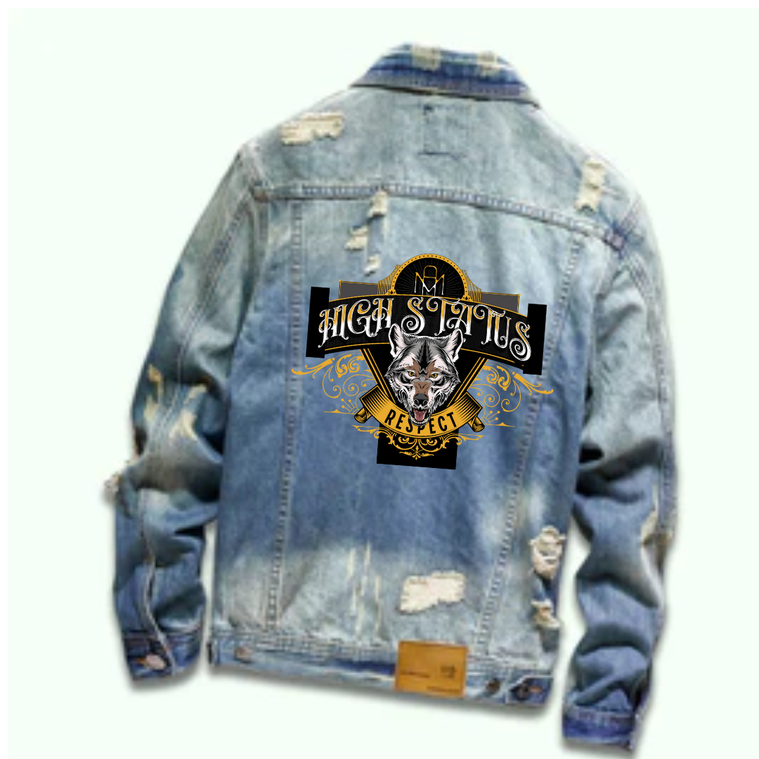 HIGH STATUS RESPECT SLIM DENIM VINTAGE RIPPED JACKET