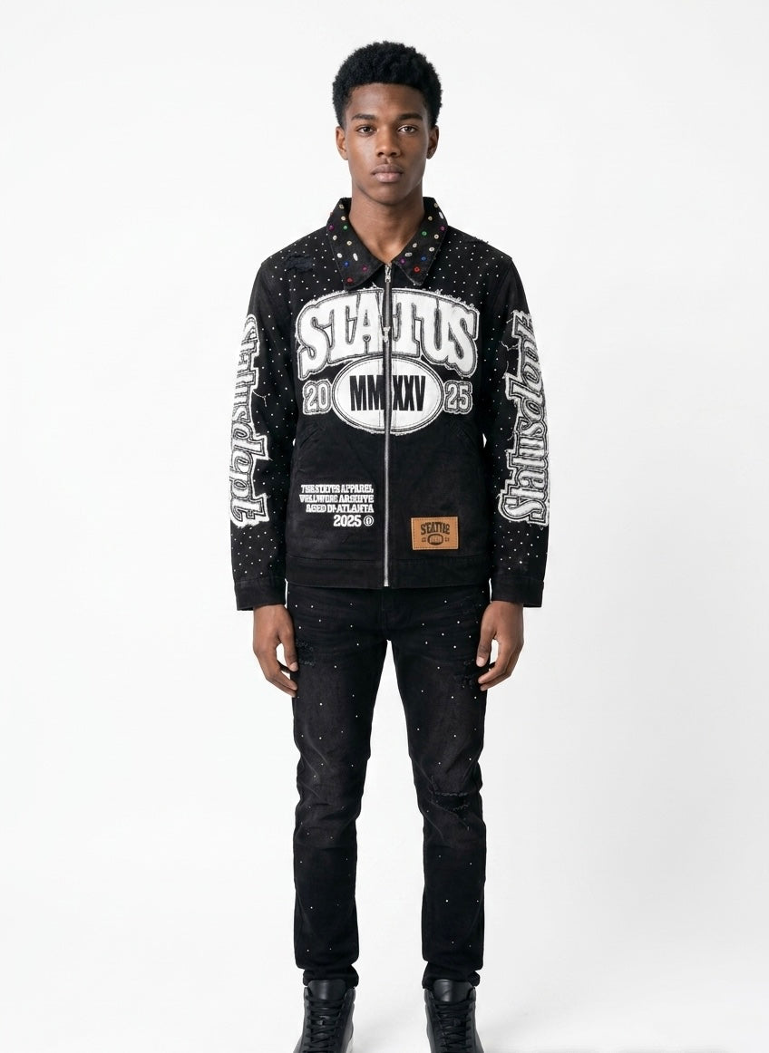 HIGH STATUS RHINESTONES DENIM JACKET