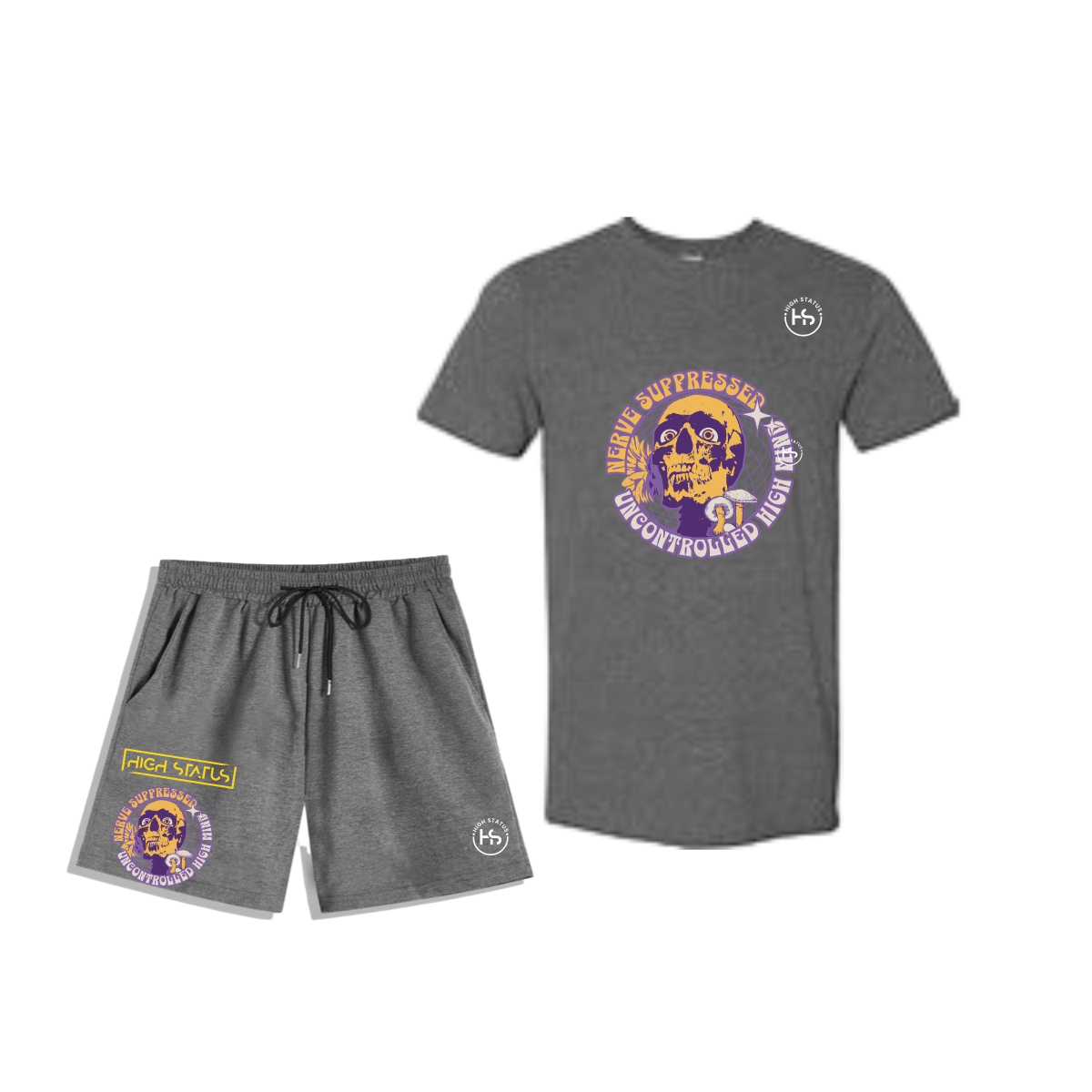 HIGH STATUS Y2K NERVE SUPPRESSED SHIRT AND SHORTS SETS, TRACKSUIT