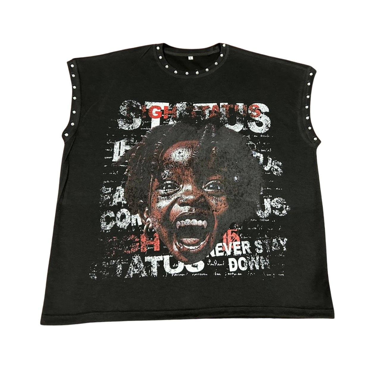 HIGH STATUS "BORN 2 SHINE" CUTOFF SLEEVES TEE