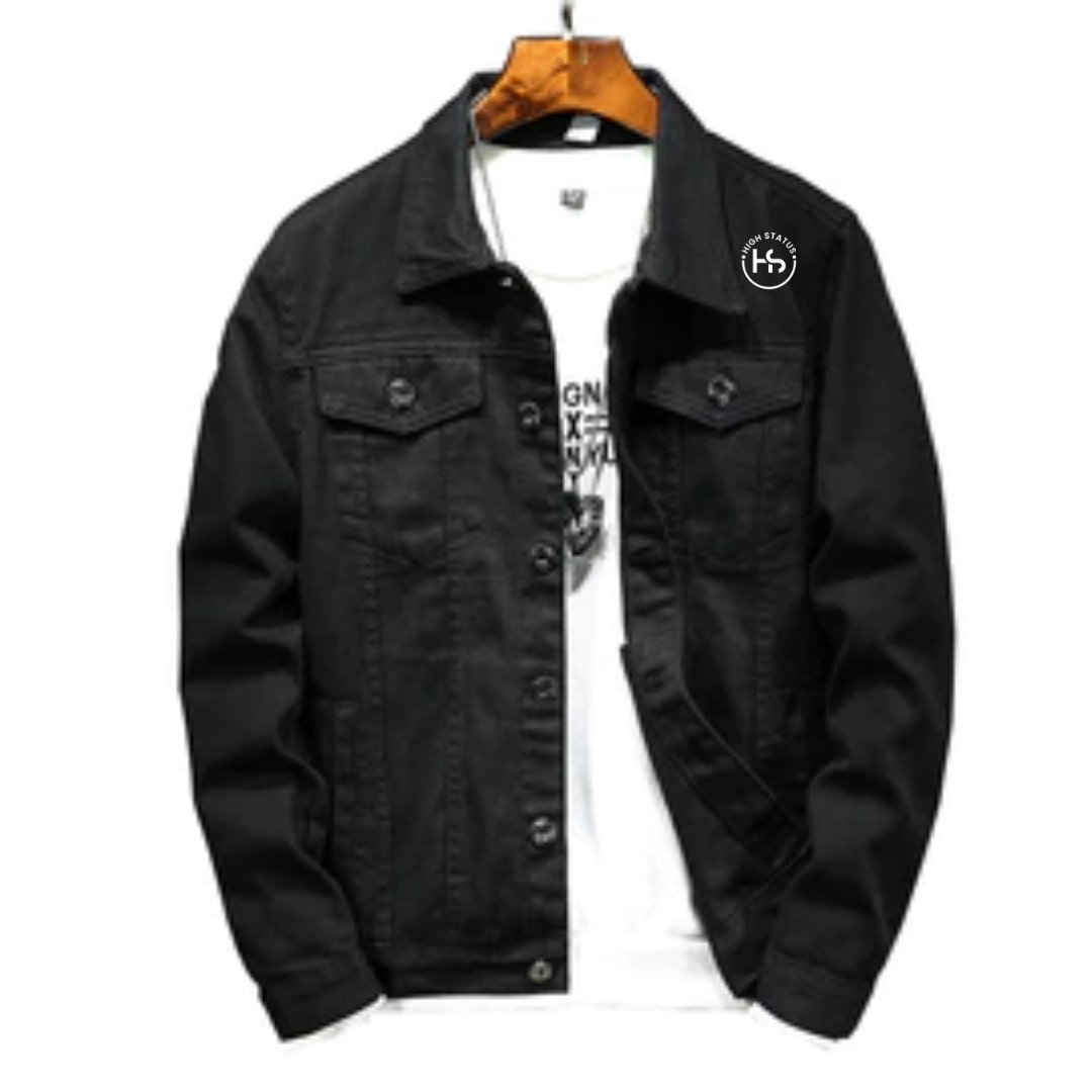 HIGH STATUS HEART BREAKER BLACK SLIM DENIM JACKET