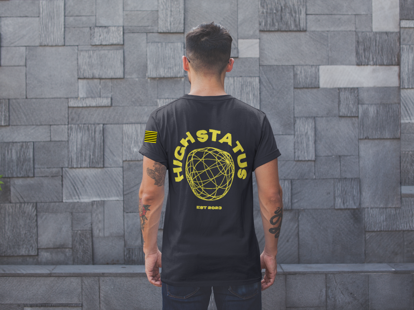 HIGH STATUS CLASSIC YELLOW ON BLACK TEE