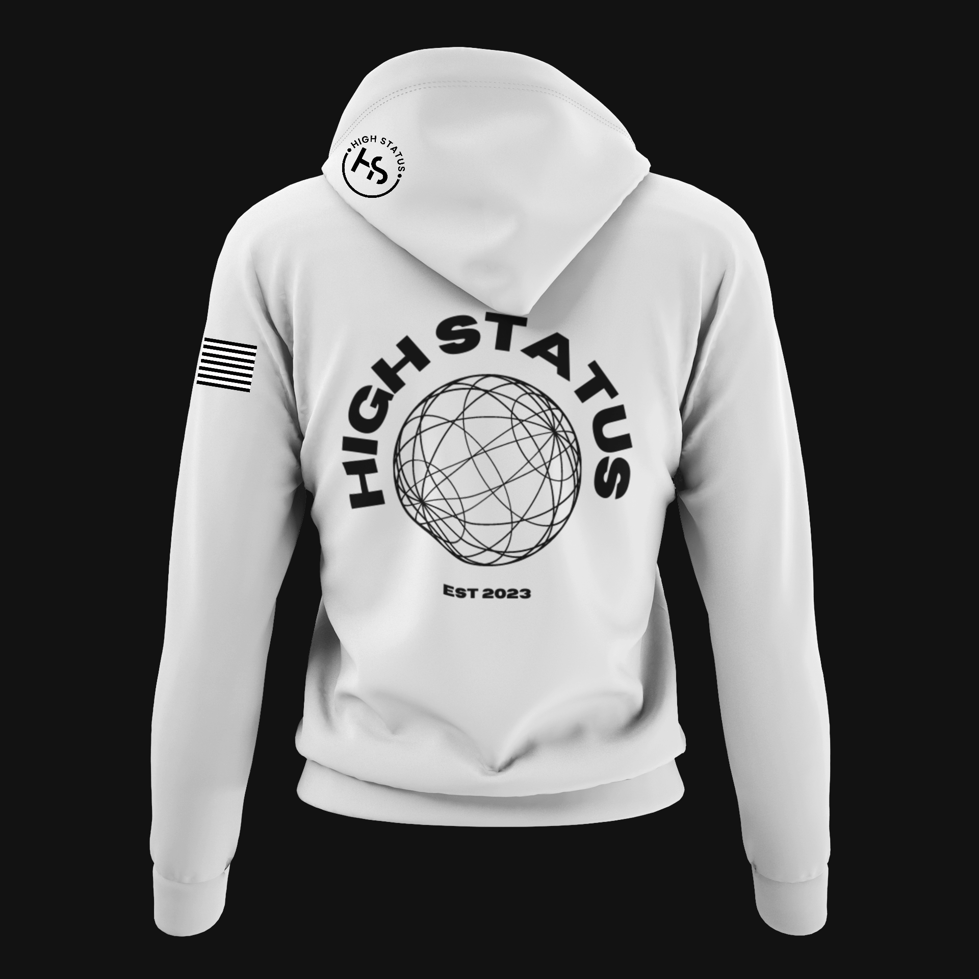 HIGH STATUS CLASSIC BLACK ON WHITE HOODIE