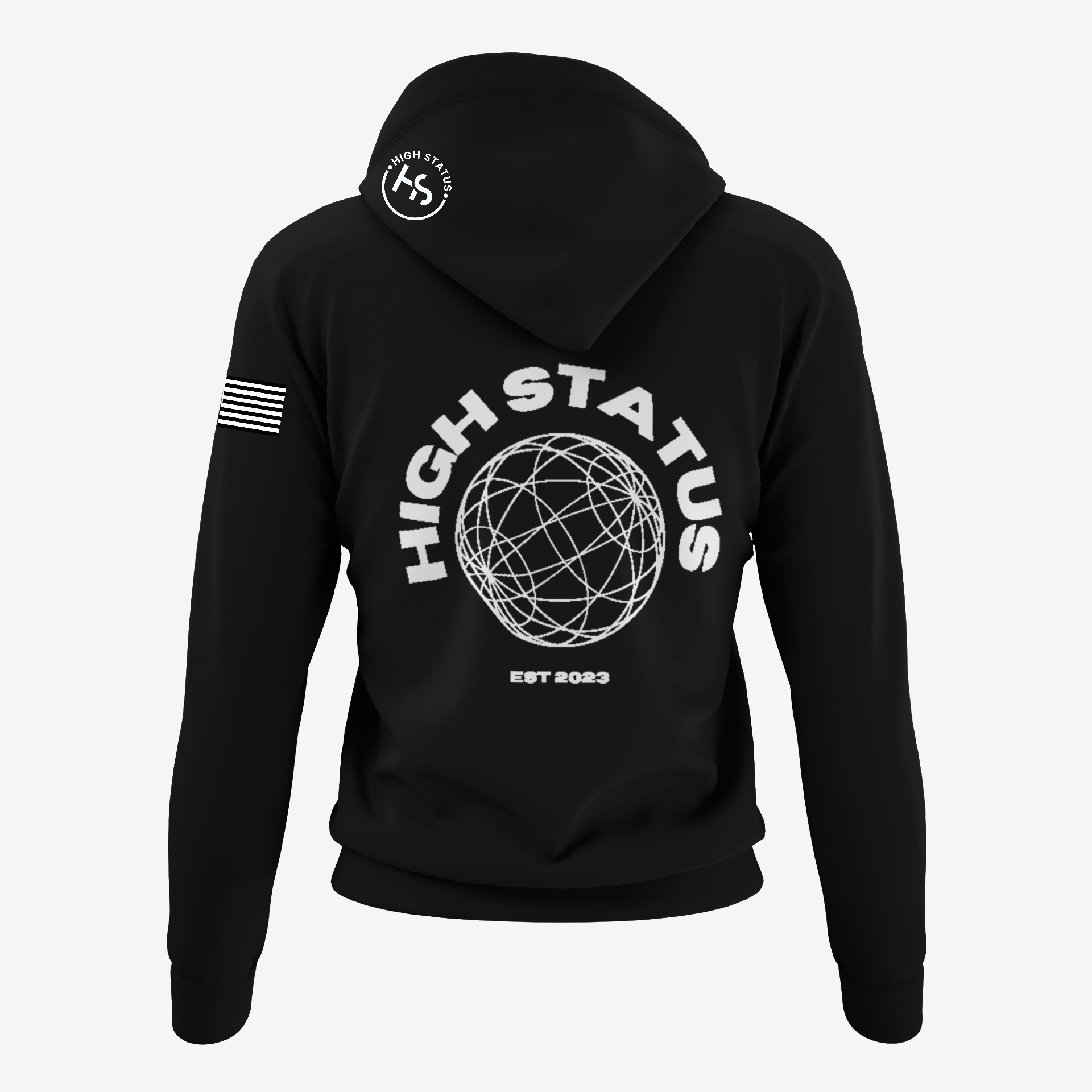 HIGH STATUS CLASSIC WHITE ON BLACK HOODIE