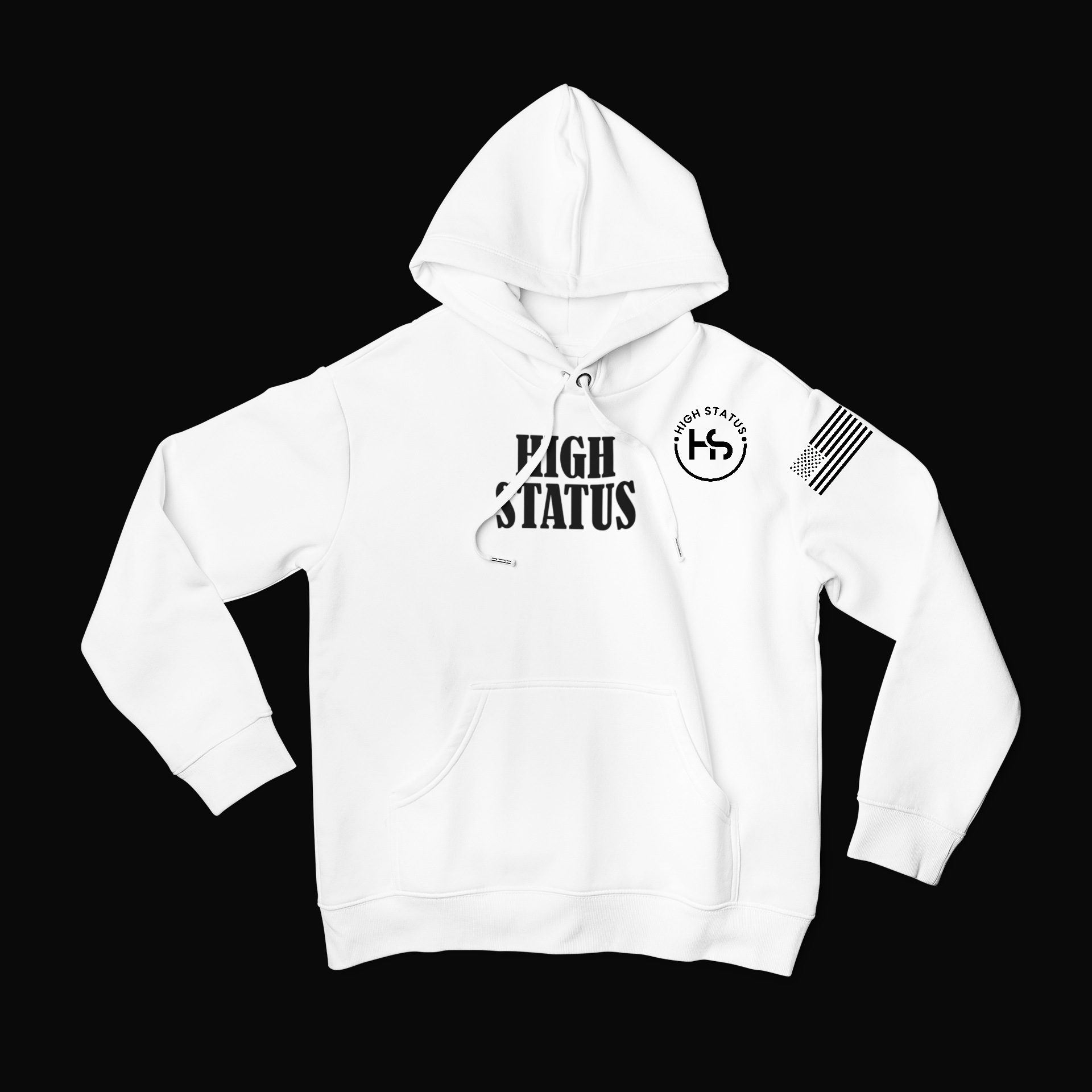 HIGH STATUS CLASSIC BLACK ON WHITE HOODIE