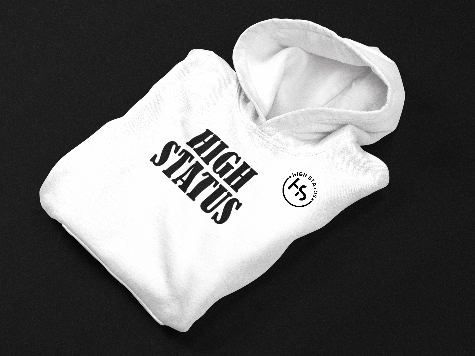 HIGH STATUS CLASSIC BLACK ON WHITE HOODIE