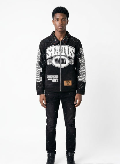 HIGH STATUS RHINESTONES DENIM JACKET
