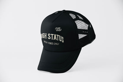 HIGH STATUS &quot;RICH VIBES ONLY&quot; EMBROIDERY TRUCKER HAT
