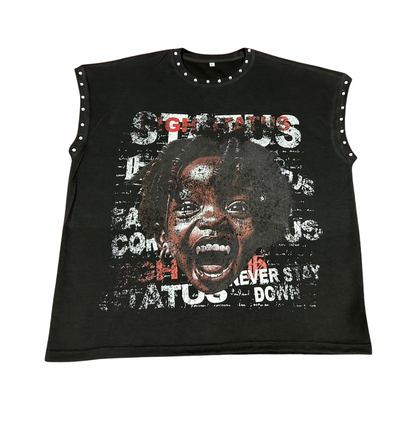HIGH STATUS "BORN 2 SHINE" CUTOFF SLEEVES TEE