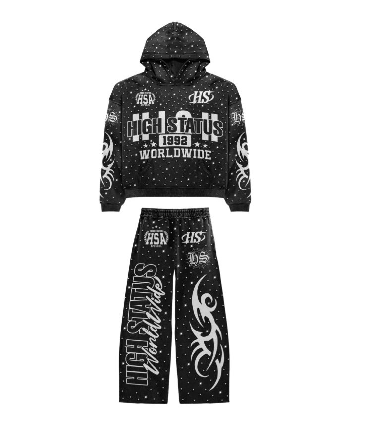HIGH STATUS WORLD WIDE RHINESTONES PATTERNS TRACKSUIT