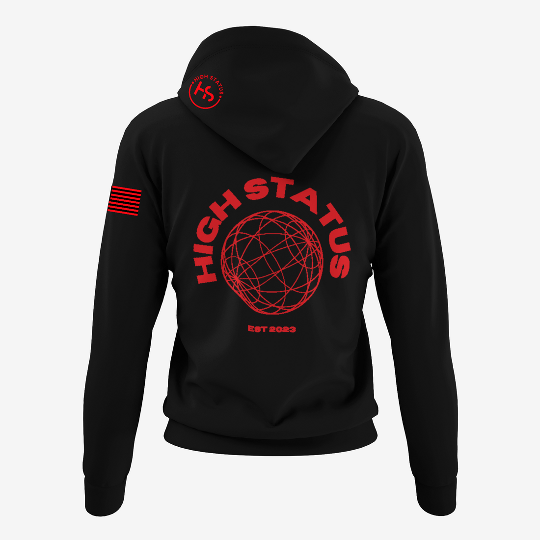 HIGH STATUS CLASSIC RED ON BLACK HOODIE