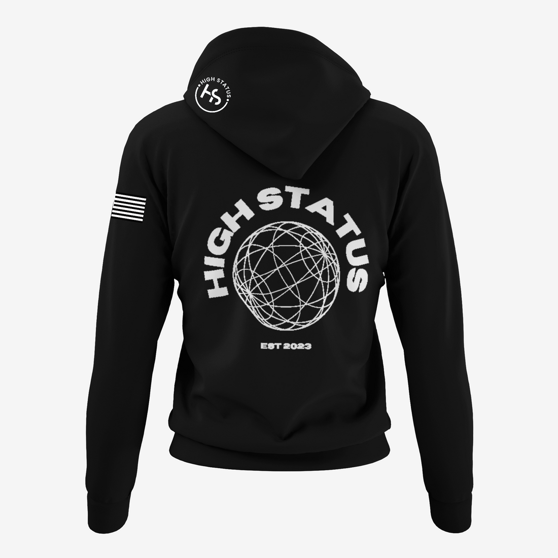 HIGH STATUS CLASSIC WHITE ON BLACK HOODIE