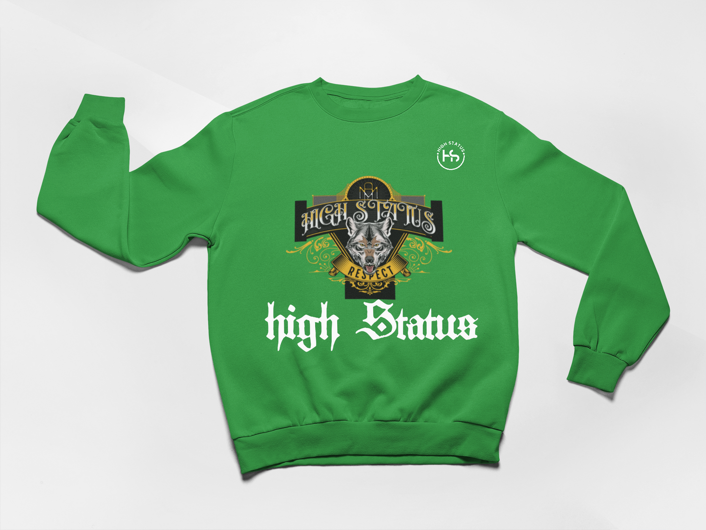 HIGH STATUS "RESPECT" LIME GREEN SWEATER
