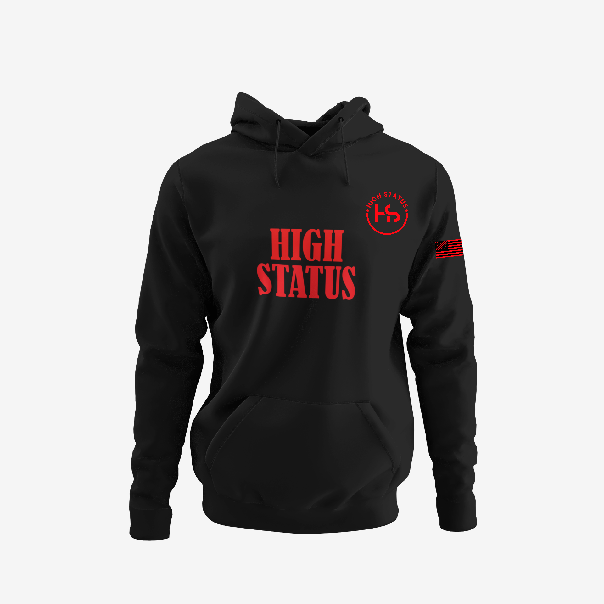 HIGH STATUS CLASSIC RED ON BLACK HOODIE