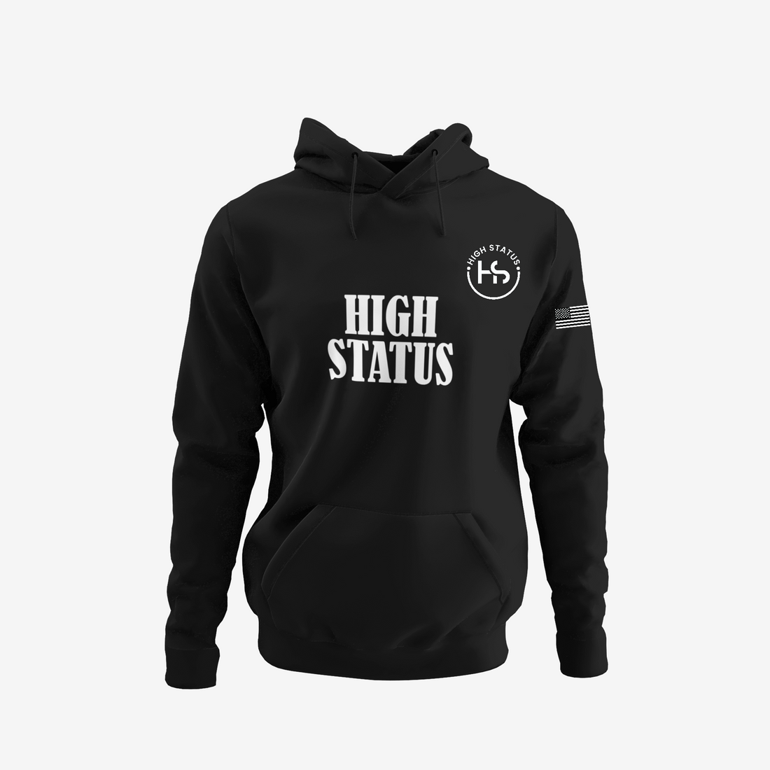 HIGH STATUS CLASSIC WHITE ON BLACK HOODIE