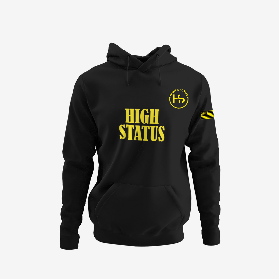 HIGH STATUS CLASSIC YELLOW ON BLACK HOODIE