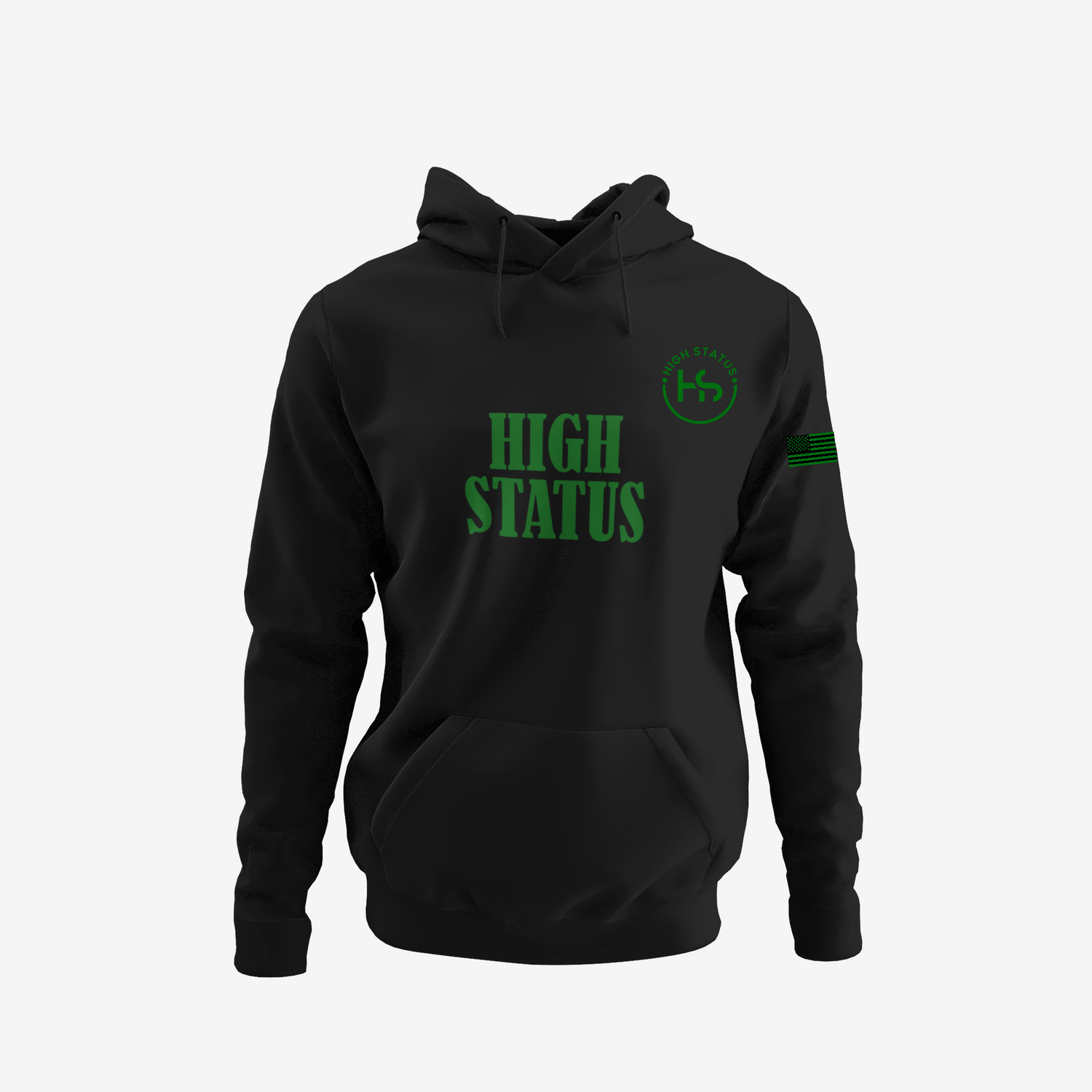 HIGH STATUS CLASSIC GREEN ON BLACK HOODIE