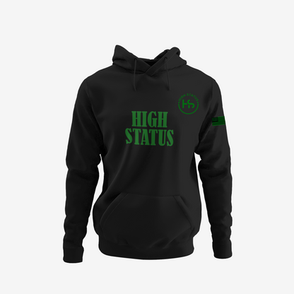 HIGH STATUS CLASSIC GREEN ON BLACK HOODIE