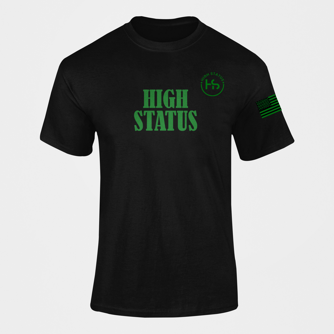 HIGH STATUS CLASSIC GREEN ON BLACK TEE