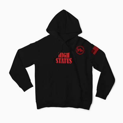 HIGH STATUS CLASSIC RED ON BLACK HOODIE