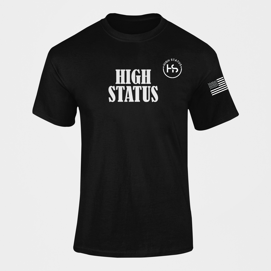 HIGH STATUS CLASSIC WHITE ON BLACK TEE